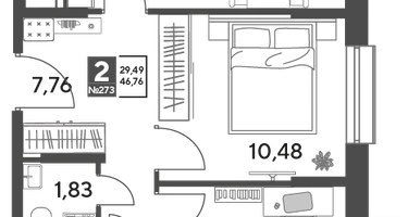 2-к. квартира, 46&nbsp;м²