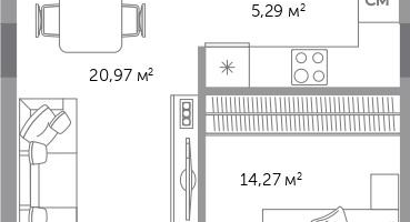 2-к. квартира, 54 м²