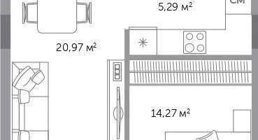 2-к. квартира, 54&nbsp;м²