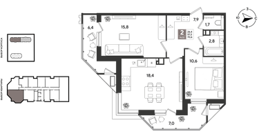 2-к. квартира, 70&nbsp;м²