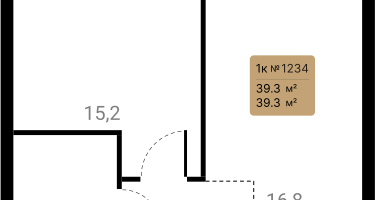 1-к. квартира, 39&nbsp;м²