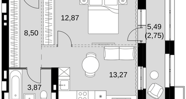 1-к. квартира, 40&nbsp;м²