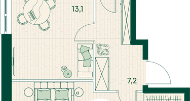 2-к. квартира, 50&nbsp;м²
