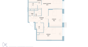 3-к. квартира, 114&nbsp;м²