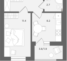 1-к. квартира, 30&nbsp;м²
