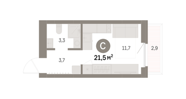 Студия, 21 м²