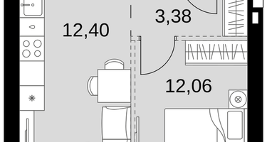 1-к. квартира, 33 м²
