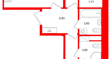 2-к. квартира, 58 м²