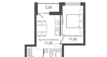 1-к. квартира, 33&nbsp;м²