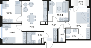 4-к. квартира, 80 м²
