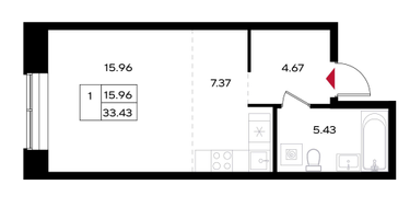 Студия, 33&nbsp;м²