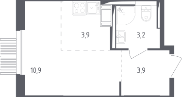 Студия, 21&nbsp;м²