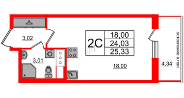 Студия, 24&nbsp;м²