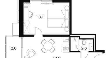 1-к. квартира, 41 м²