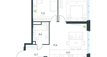 3-к. квартира, 59&nbsp;м²