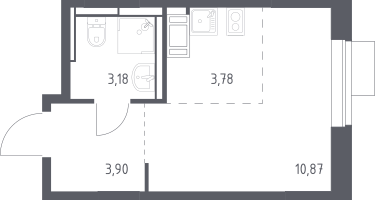 Студия, 21&nbsp;м²