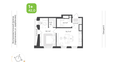 1-к. квартира, 14&nbsp;м²