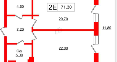 1-к. квартира, 65&nbsp;м²
