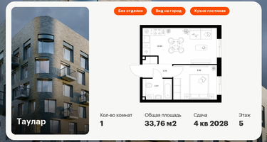1-к. квартира, 33 м²