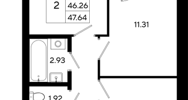 2-к. квартира, 47&nbsp;м²