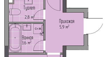 1-к. квартира, 45 м²