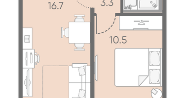 1-к. квартира, 33&nbsp;м²