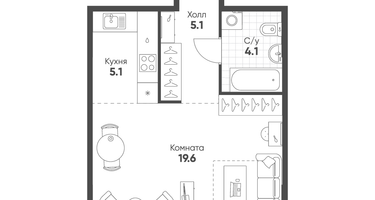 1-к. квартира, 33&nbsp;м²