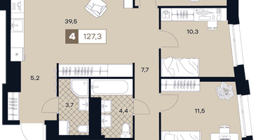 4-к. квартира, 127&nbsp;м²