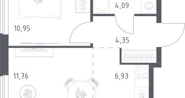 Студия, 38&nbsp;м²
