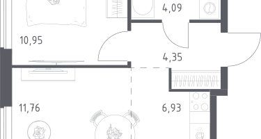 Студия, 38&nbsp;м²
