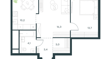 2-к. квартира, 50&nbsp;м²