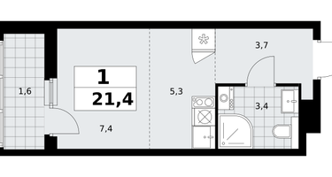 Студия, 21 м²