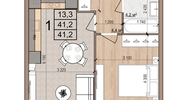1-к. квартира, 41&nbsp;м²