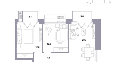 3-к. квартира, 59 м²