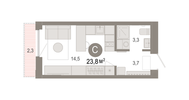 Студия, 23&nbsp;м²