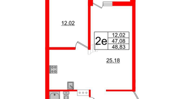 1-к. квартира, 48 м²