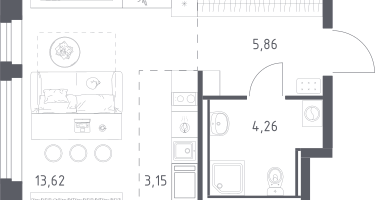 Студия, 26&nbsp;м²