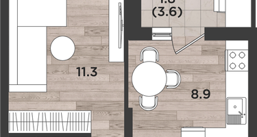 1-к. квартира, 30&nbsp;м²