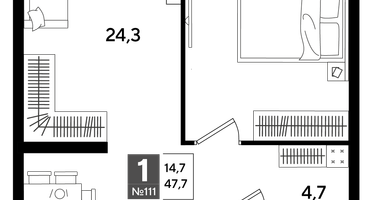 1-к. квартира, 47&nbsp;м²
