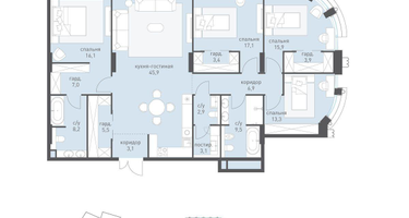 4-к. квартира, 166 м²