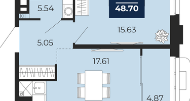 1-к. квартира, 48&nbsp;м²