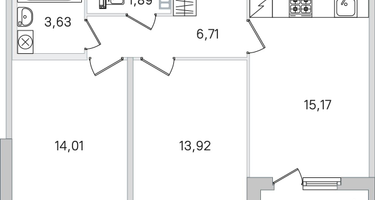 2-к. квартира, 57 м²