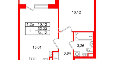 1-к. квартира, 32 м²