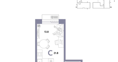 1-к. квартира, 21&nbsp;м²