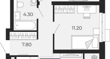 2-к. квартира, 56&nbsp;м²
