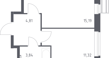 1-к. квартира, 34&nbsp;м²
