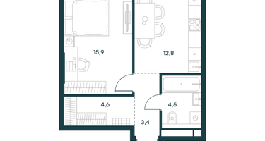 1-к. квартира, 41 м²