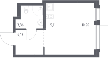 Студия, 22&nbsp;м²