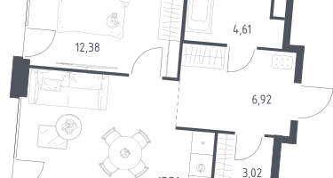 Студия, 44&nbsp;м²