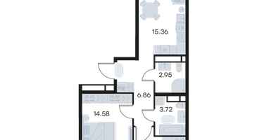 2-к. квартира, 56 м²